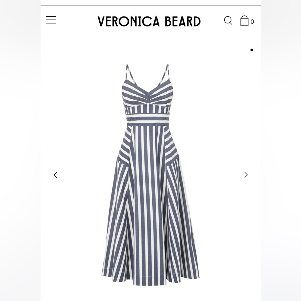 Veronica Beard Blige Dress in marine/off white. Size 4. Side zip. New with tags.